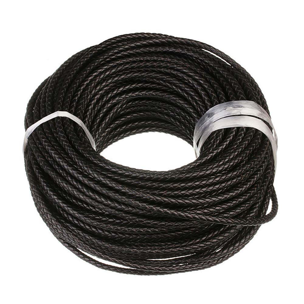 Lederband Lederschnur geflochten - Durchmesser 6 mm/Farbe Schwarz/Länge 5m