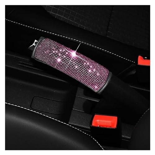 Auto Innenzubehör Strass Auto Handbremse Abdeckung Leder Auto Anti-Rutsch-Schutz Dekoration Universal Diamant Auto Innen Auto Zierleiste(Pink)