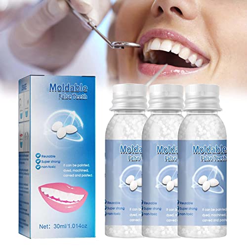 Tooth Repair Granules, Teeth Repair Kit,Moldable False Teeth, Thermal Fitting Beads for Filling Fix The Missing and Broken Tooth Adhesive (3pcs)