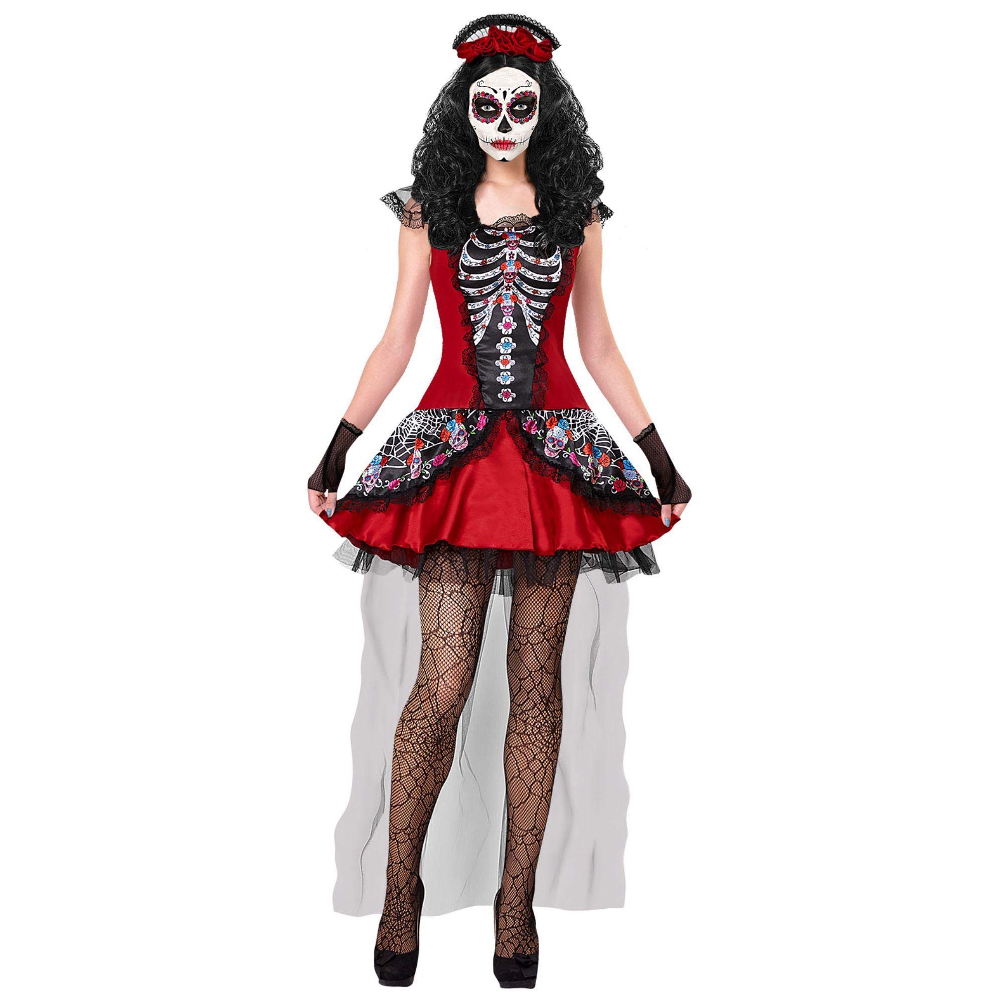 W WIDMANN MILANO Party Fashion - Kostüm Dia de los Muertos, Kleid, Tag der Toten, Halloween