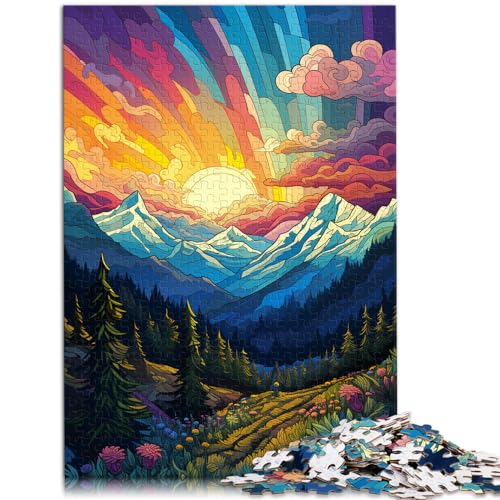 Puzzle für Puzzle, farbenfrohe psychedelische Berge, Puzzle für Erwachsene, 1000-teiliges Puzzle, Holzpuzzle für und Geschenkidee, 1000 Teile (50 x 75 cm)