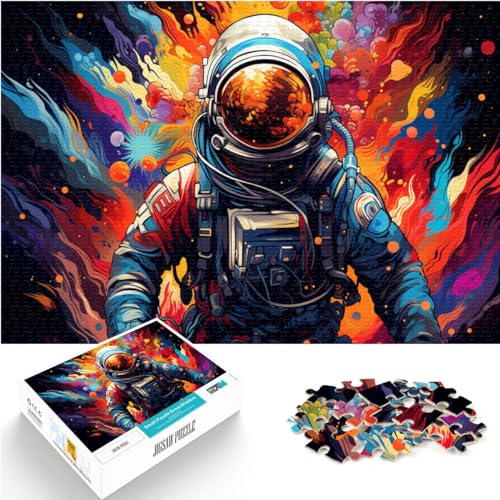 Puzzles, Lernspiele, farbenfrohe psychedelische galaktische Astronauten-Puzzles für Erwachsene, 1000 Puzzles, Holzpuzzle, Spielzeug, Wanddekoration, 1000 Teile (50 x 75 cm)