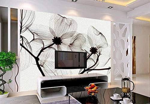 XLMING Schwarze, Weiße Und Lila Blumen Küche Esszimmer Arbeitszimmer Wohnzimmer TV Hintergrund Wand 3D Tapete-350cm×256cm