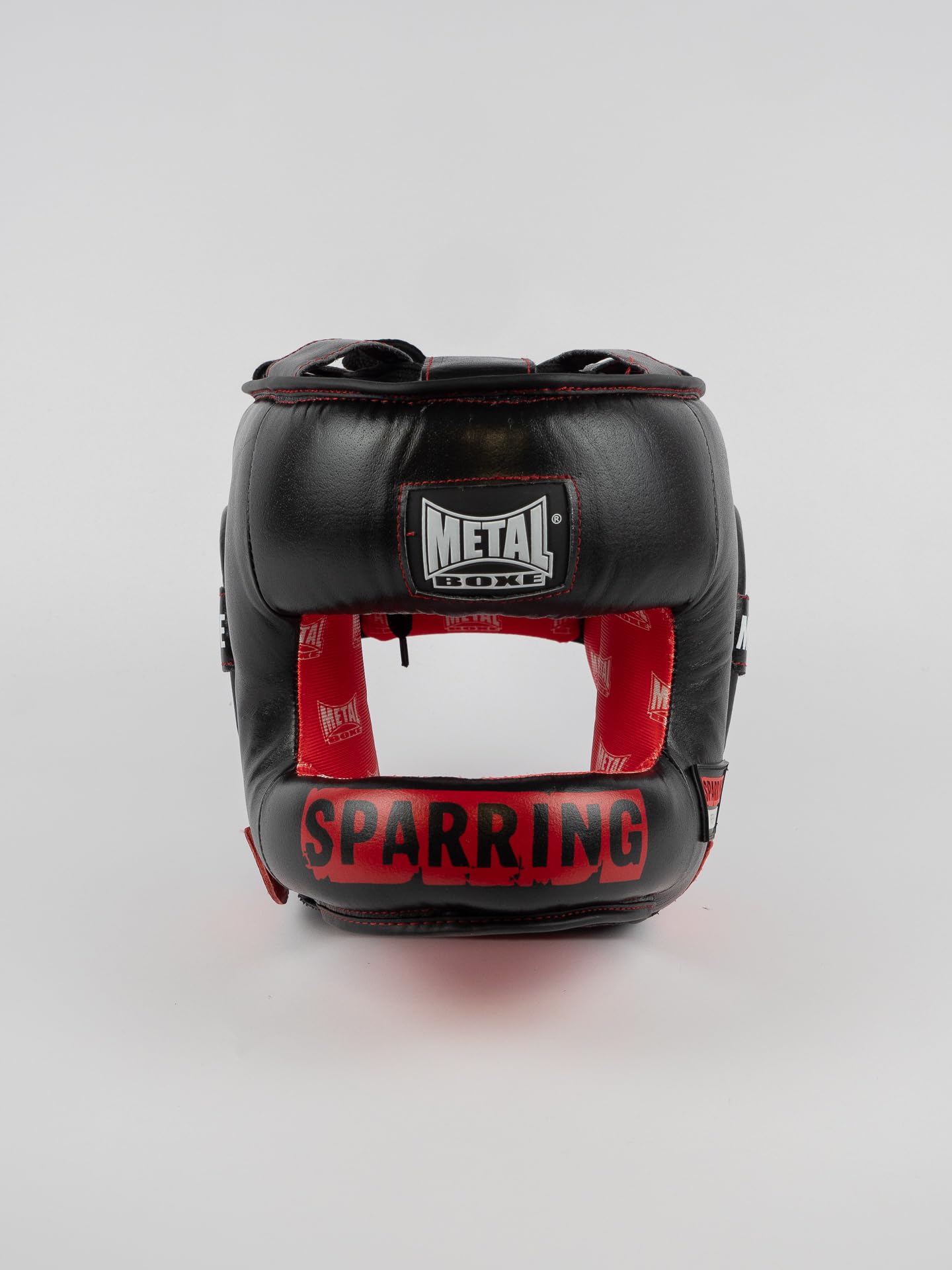 METAL BOXE Unisex – Erwachsene Casque à Barre Sparring Senior Kampfsporthelme, Schwarz/Rot