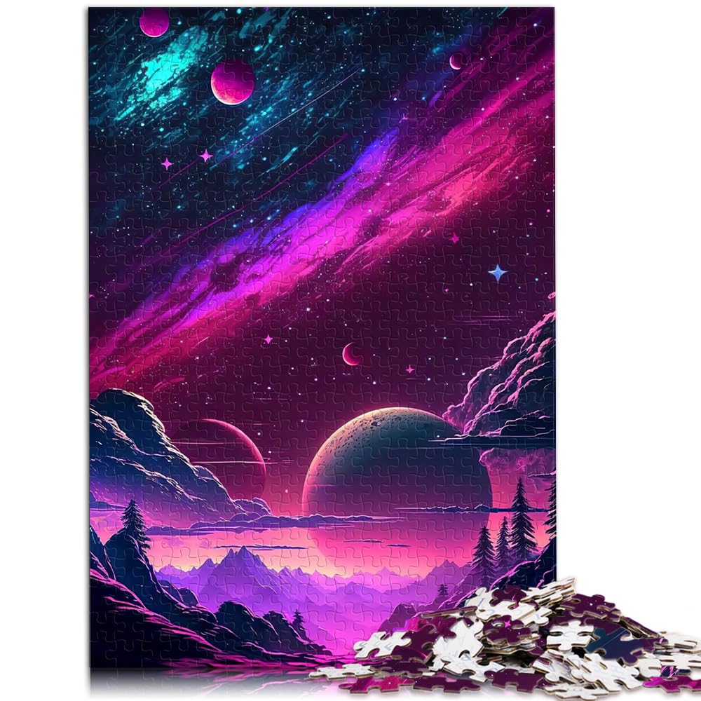 Puzzles für Neon-Nachtszenen, 1000-teiliges Puzzle für Erwachsene, Holzpuzzle, Familienspiel zum Stressabbau, schwieriges Herausforderungspuzzle, 1000 Teile (50 x 75 cm)