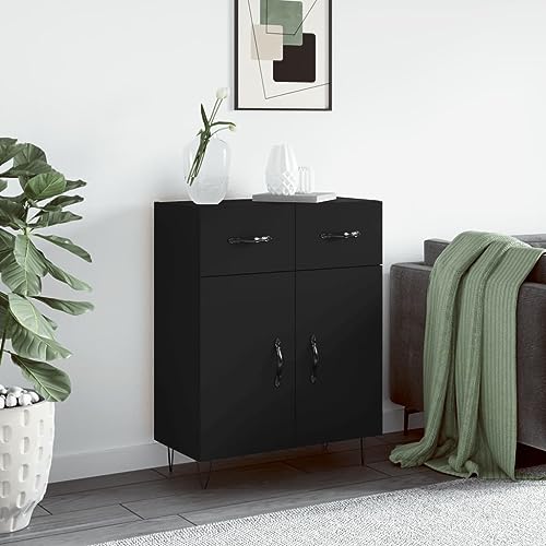 CCCINER Sideboard Schwarz 69,5x34x90 cm Holzwerkstoff,Modernes schwarzes Sideboard mit viel Stauraum für Ihr Zuhause