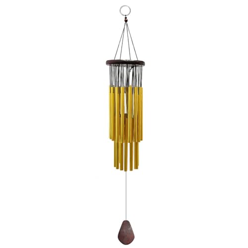 YIHANSS Windspiele für den Außenbereich, Windspiel aus Metall, hängende Dekoration, Gartenglocken für den Außenbereich, Dekor für Haus, Terrasse, Garten (Farbe: Gold, Größe: 81 cm)