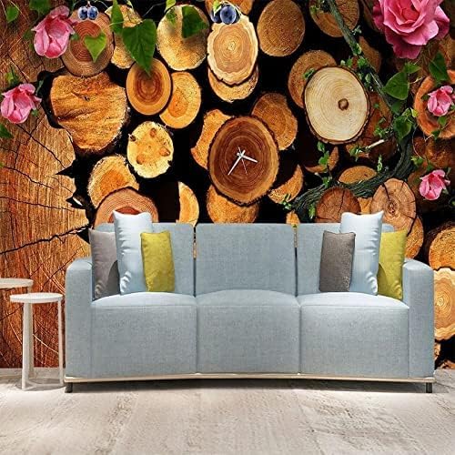 XLMING Hölzernes Rad Des Jahres Zeitleiste Vintage 3D Tapete Home Dekoration Wohnzimmer Sofa Schlafzimmer Tv Hintergrund Wand-200cm×140cm