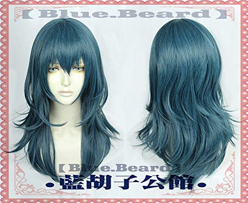 LINLINCD-Anime Coer Wig. Neues Feuer Emblem Dreihäuser Perücke Cosplay Edelgard Byleth Blue Middle Long Cosplay Haarperücke Halloween Rollenspiel Weibliche Führende Rolle