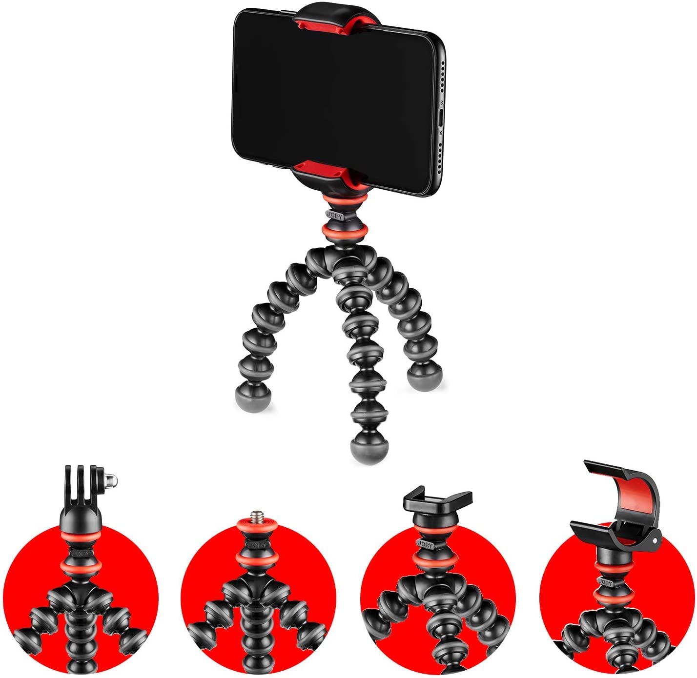 JOBY GorillaPod Starter Kit, Vielseitiges Flexibles Mini-Stativ mit Universeller Smartphone-Klemme, GoPro-Halterung, Taschenlampenhalterung, Schnellwechselplatte, Universell Kompatibel, FIFA WM-Spiele