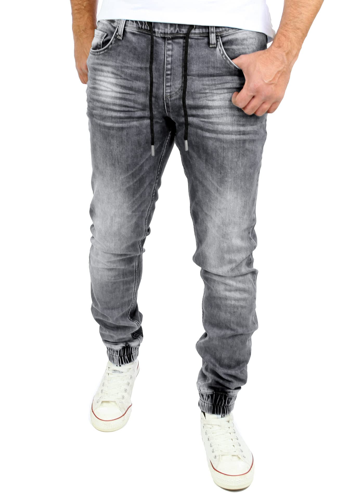 Reslad Jeans Jogginghose Sweathose in Jeansoptik Jeans-Herren Slim Fit Herren-Hose RS-2073 (L, Grau)