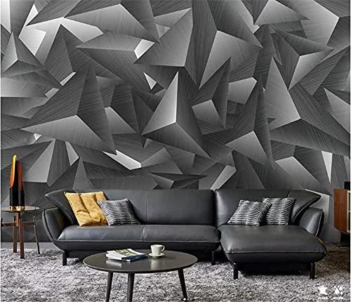 XLMING Stilvolle Graue Und Weiße Geometrische Küche Esszimmer Arbeitszimmer Wohnzimmer TV Hintergrund Wand 3D Tapete-250cm×170cm