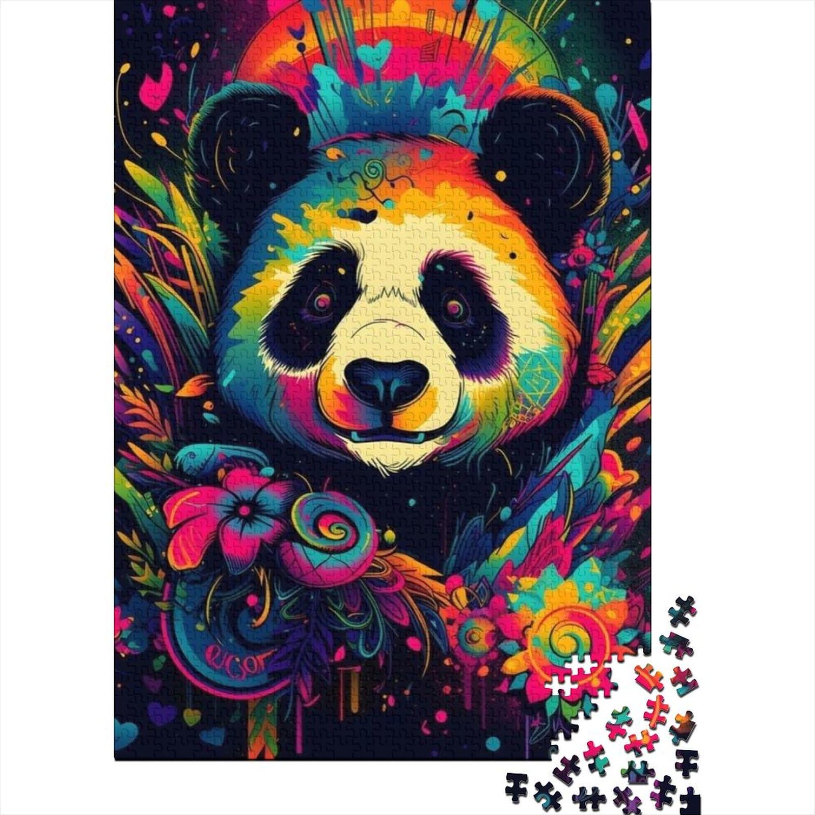 Panda-Puzzle aus Holz, Puzzle für Erwachsene, Teenager, Puzzle für Erwachsene, 1000 Teile, Spielspielzeug für Erwachsene, Familienpuzzle, Geschenk (Größe: 75 x 50 cm)