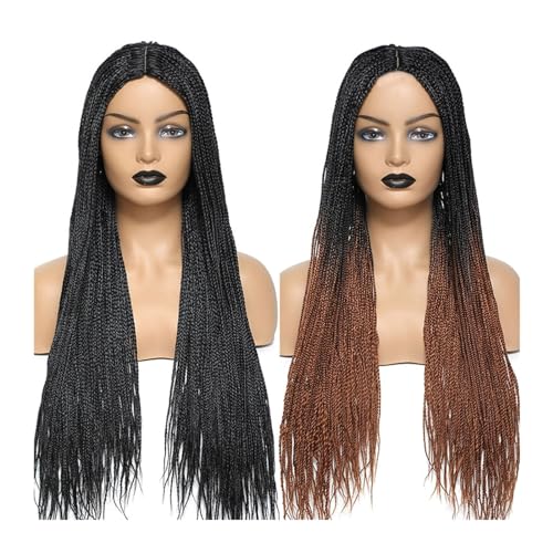 Perücken für Frauen Perruque Tresses Africaines Femmes Box Crochet Braids Perücken Perruque Handgefertigte geflochtene Kunsthaar-Zöpfe-Perücken für den täglichen Gebrauch(1B 30 Color)