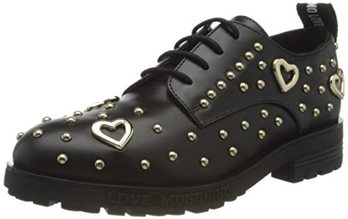 Love Moschino Damen Scarpe Stringate da Donna in Pelle di Vitello Pumpe, Farbe: Schwarz, 41 EU