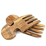 A&M Natural Living Salatbesteck aus Holz, 2-teiliges Salatbesteck-Set, Küchenhelfer aus Holz, umweltfreundliche Akazienholz, Salatmischung, Servieren, Holzzange