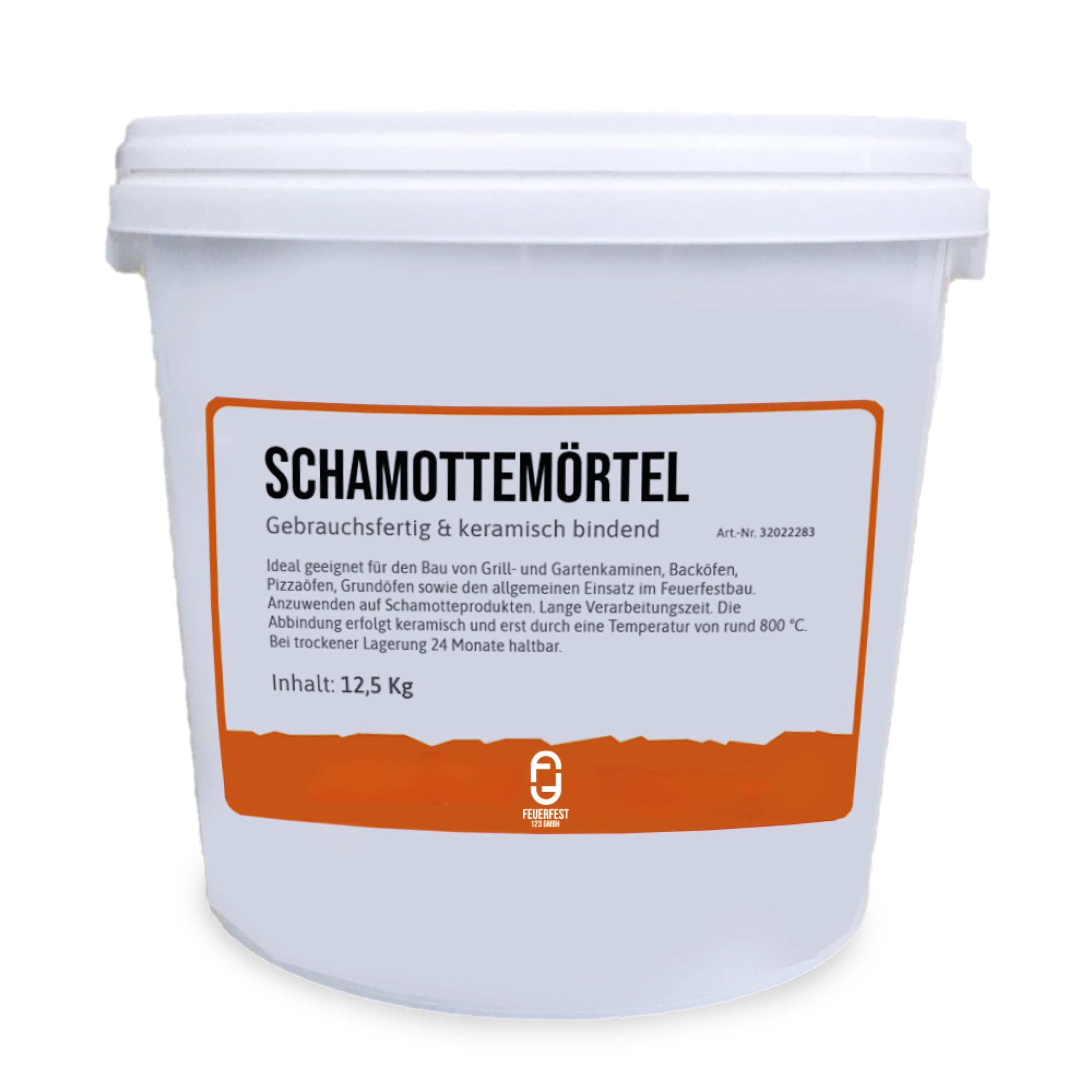 Feuerfest 123 - Schamottemörtel [Menge 12,5 kg] - Für Kaminöfen, Öfen & Grills - Feuerfester Mörtel 1.450 °C hitzebeständig - keramische Abbindung - Kaminmörtel Reparaturmörtel für Schamotte