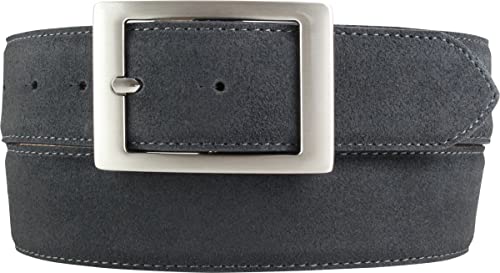 BELTINGER Herren-Gürtel aus Veloursleder mit Doppel-Schnalle 4 cm | Velour-Ledergürtel für Herren 40mm | Wildleder-Gürtel 4cm | Anthrazit 85cm