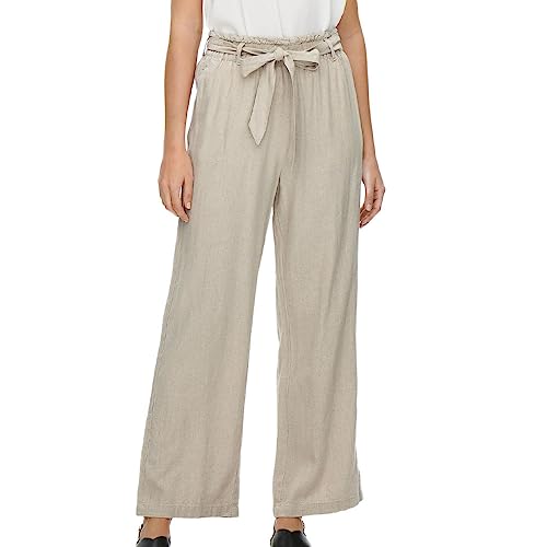 JdY Damen JDYSAY MW Linen Belt Pant WVN NOOS Leinenhose, Oatmeal/Detail:Melange, 40