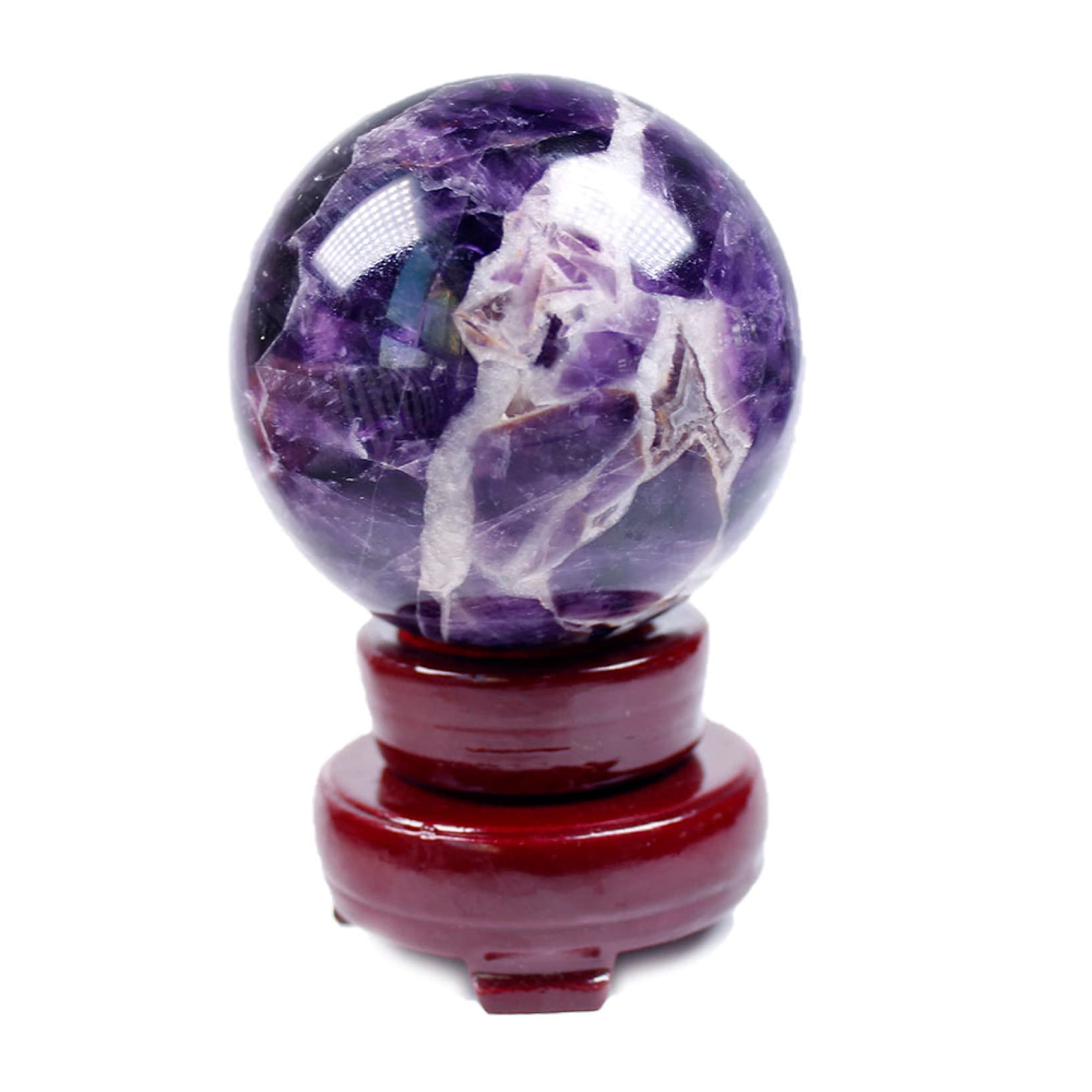 Natürlicher Kristall rau Amethyst-Kristallstein, polierter Globus, Massageball, Reiki-Stein, Heimdekoration, Wahrsagerei, Kugel, Skulptur, Figur, Dingchi (Color : Purple, Size : 55mm)