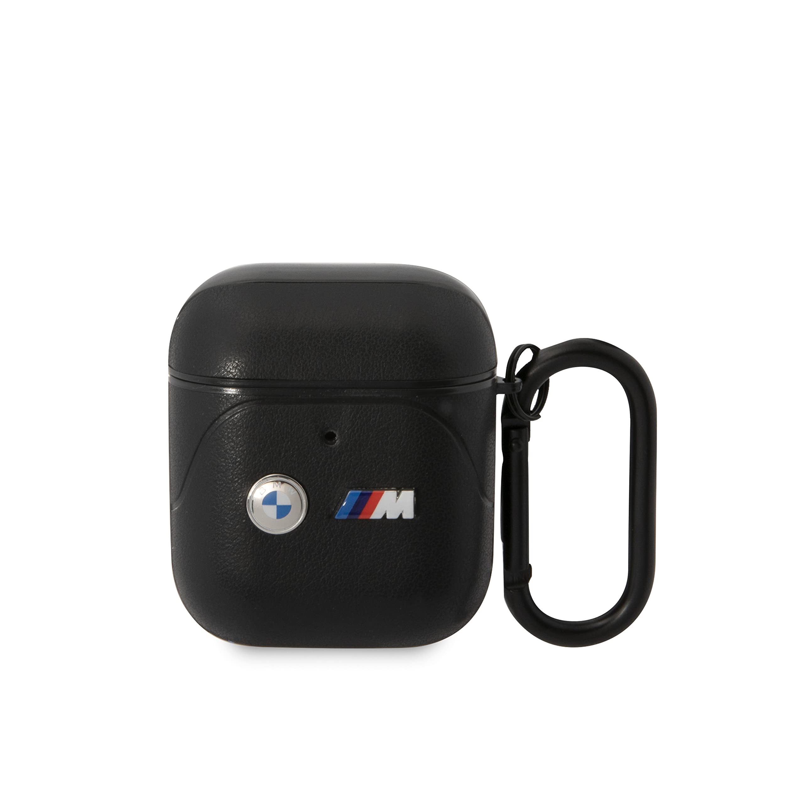 BMW – M Collection Hülle kompatibel mit Airpods 1/2 Zoll PU-Leder Gebogene Linie gedruckte Logos – Schwarz