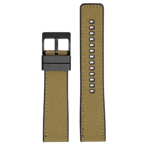 THBGTCNQ Uhrenarmband aus Canvas und Gummi, 20 mm, 22 mm, 24 mm, universelles Uhrenarmband mit Schnellverschluss, Herren-Nylonarmband for Smartwatches, Quarzuhren(Khaki black,20mm)