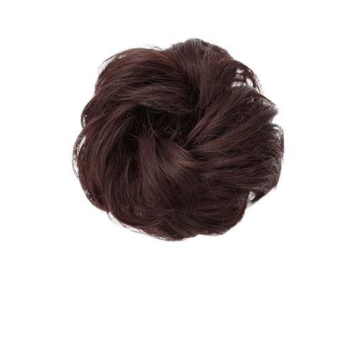 Haarteile Haarknoten Synthetischer Chignon mit Gummiband, braun, blond, glattes Haar, lockiges Chignon-Haarteil, Dutt, Kordelzug for Frauen Brötchen Haare(T27/30/4)