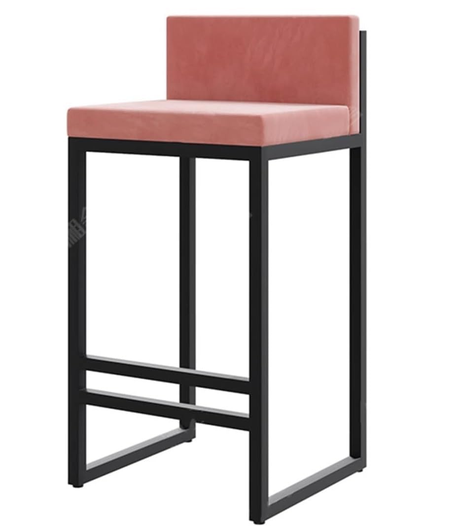 Barhocker Barstühle Barstuhl Samt Barhocker Schwarz Eisen Bar Stuhl Hohe Hocker Für Restaurants Esszimmer Stuhl Bar Stühle Barsessel(Pink,55cm/21.7")