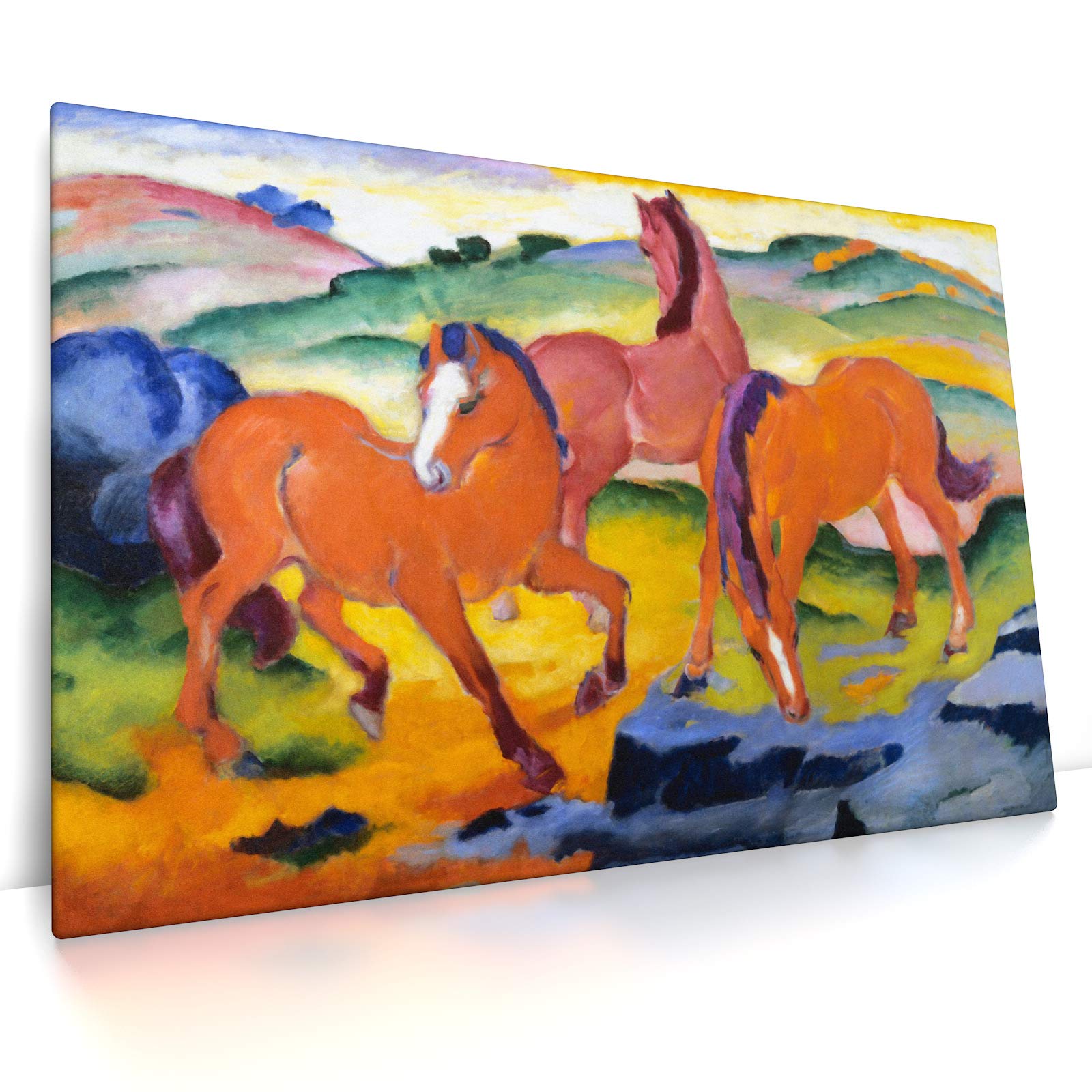 CanvasArts Weidende Pferde IV - Die roten Pferde - Franz Marc - Leinwandbild (60 x 40 cm, Leinwand auf Keilrahmen)