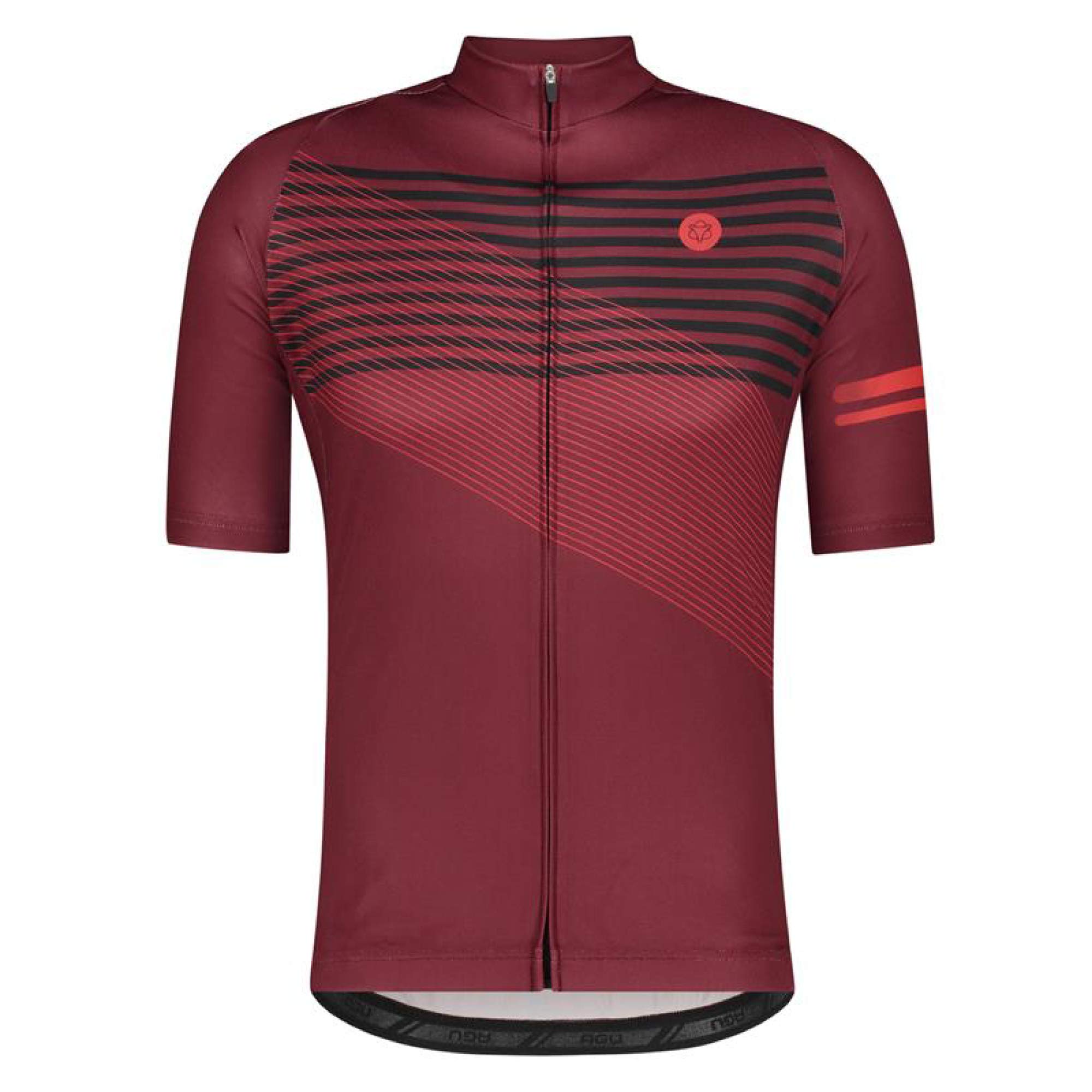 AGU Striped Fahrradtrikot Essential Herren, Atmungsaktive Radtrikot, Schnell Trocknend Material, Fahrradbekleidung für Männer, aus 100% Polyester, Rot - XL