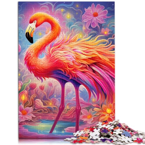 Puzzles Geschenke Spielzeug Kunst Psychedelischer Flamingo Puzzles für Erwachsene 1000 Teile Holzpuzzle Lernpuzzle Familienspiel zum Stressabbau (50x75cm)