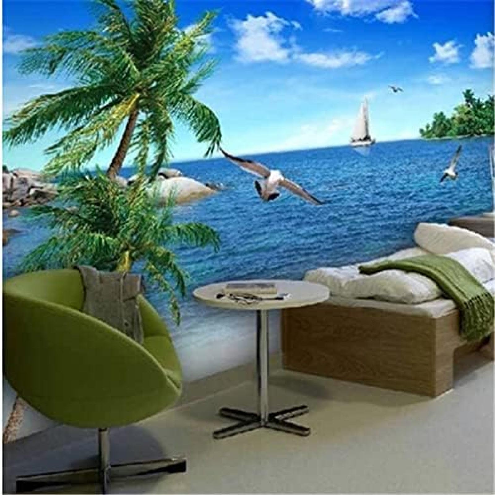 XLMING Strandblick Meer 3D Tapete Wohnzimmer Sofa Schlafzimmer Esszimmer Home Dekoration Wand-250cm×170cm