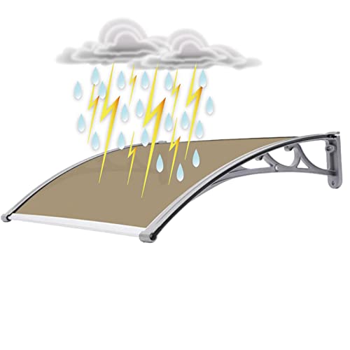 Fenster-Markise, Türvordach, Türmarkise mit Schwingtür-Abdeckung, Haustür-Außenterrassen-Vordach, Sonnenschutz, UV-Schutz, Regen-/Schneeschutz, Polycarbonatplatte, Halterung aus Aluminiumleg