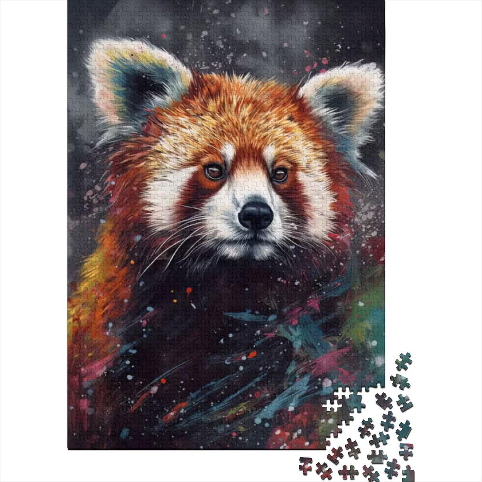 Puzzle mit Gemälde des Roten Pandas | Puzzle für Erwachsene, 1000 Teile, Puzzle für Erwachsene, Lernspiel, Herausforderungsspielzeug (Größe: 75 x 50 cm)