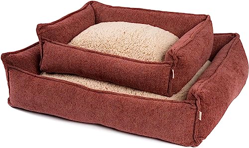 JAMAXX Premium Hundebett Orthopädisch Memory Visco Schaum Waschbar Abnehmbarer Bezug Wasserabweisend - Weiches Sofa Hundekorb Hunde-Körbchen mit Wendekissen / PDB2004 S-XL (120 x 90 (L), Terracotta)