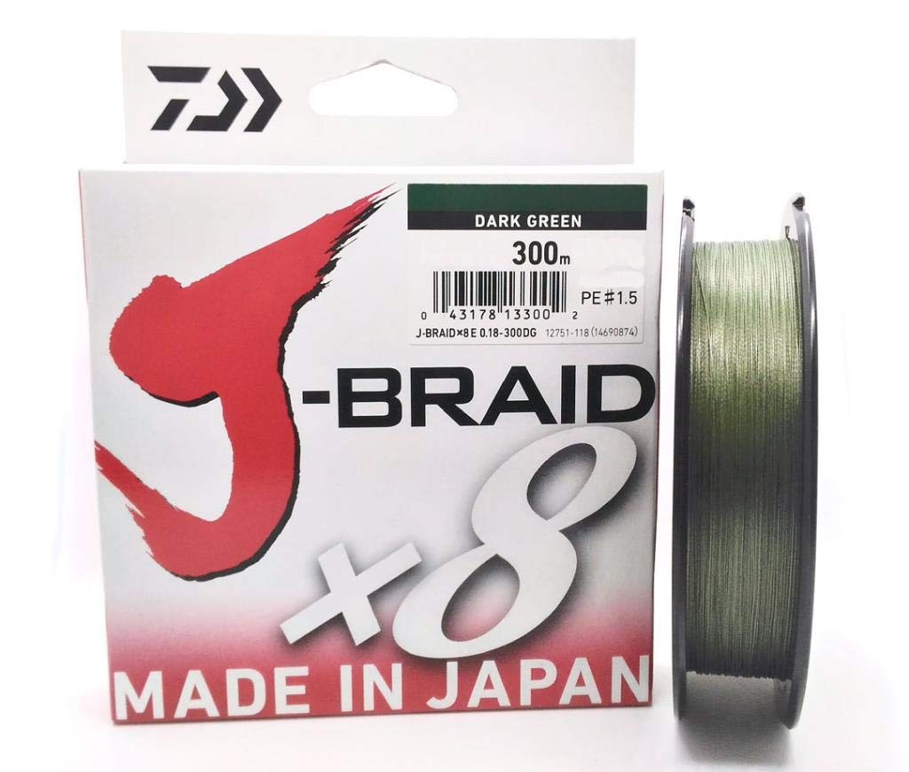 DAIWA – Tresse Daiwa J Braid X8 300m - 0,16mm - 9Kg - Verte