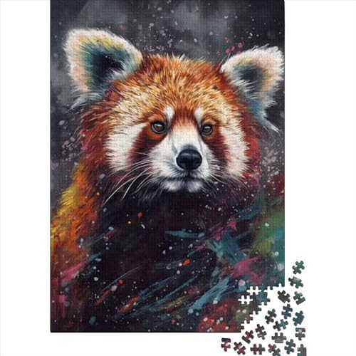 Puzzle mit Gemälde des Roten Pandas | Puzzle für Erwachsene, 1000 Teile, Puzzle für Erwachsene, Lernspiel, Herausforderungsspielzeug (Größe: 75 x 50 cm)