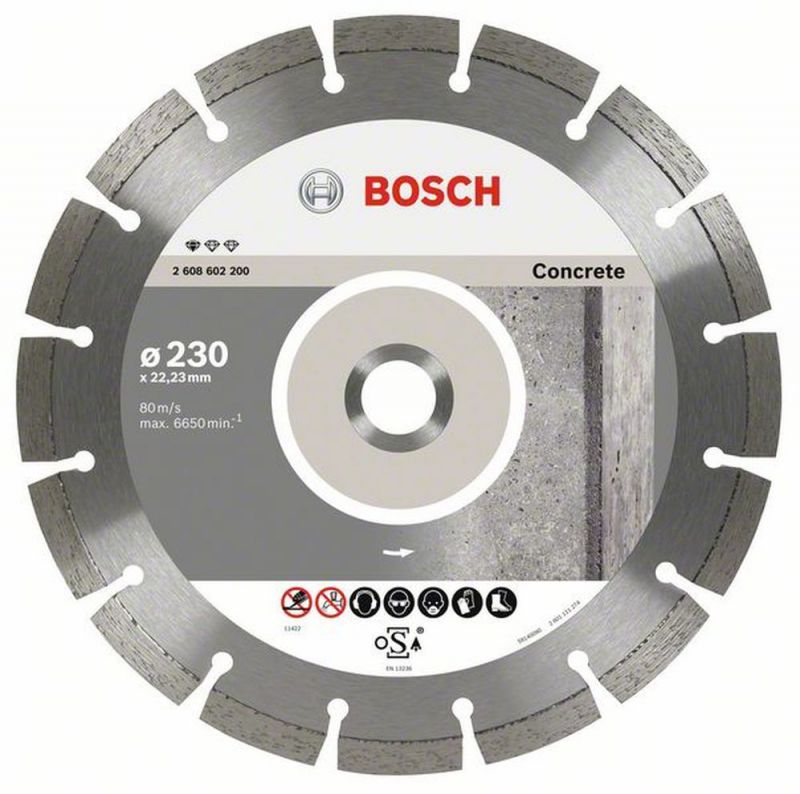 Bosch Diamanttrennscheibe Standard for Concrete, 230 x 22,23 x 2,3 x 10 mm, 10er-Pack 2608603243