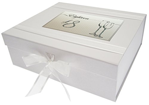 White Cotton Cards Geburtstags-Box, 18 Jahre, große Erinnerungsbox, Flöten, Brett, 27,2 x 32 x 11 cm