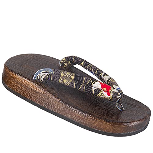 GHYUB Herren Damen Japanische Holzschuhe Sandalen Traditionelle Schuhe Wide Sole Flip Flops，Klassische Mode Damen Cosplay Geta Clogs Hausschuhe (Color : A, Size : EUR42/43)