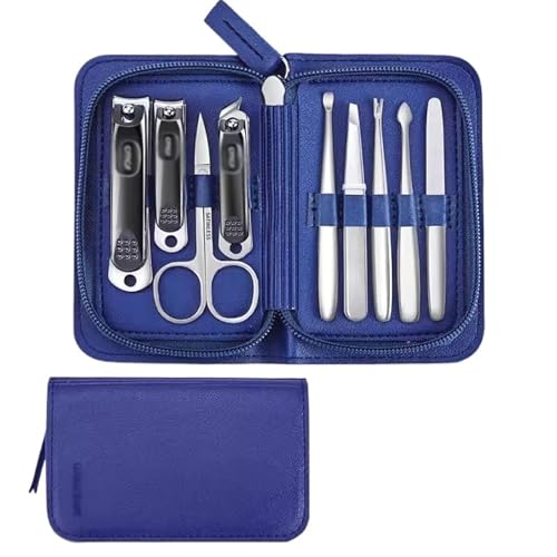 Maniküre Set Nagelknipser-Set for Damen, Hawkbill-Zange, Reparatur-Werkzeuge for graue Nägel, Spritzschutz, Nagelrille, spezieller Nagelknipser Profi Nagelknipser Set(Blue)