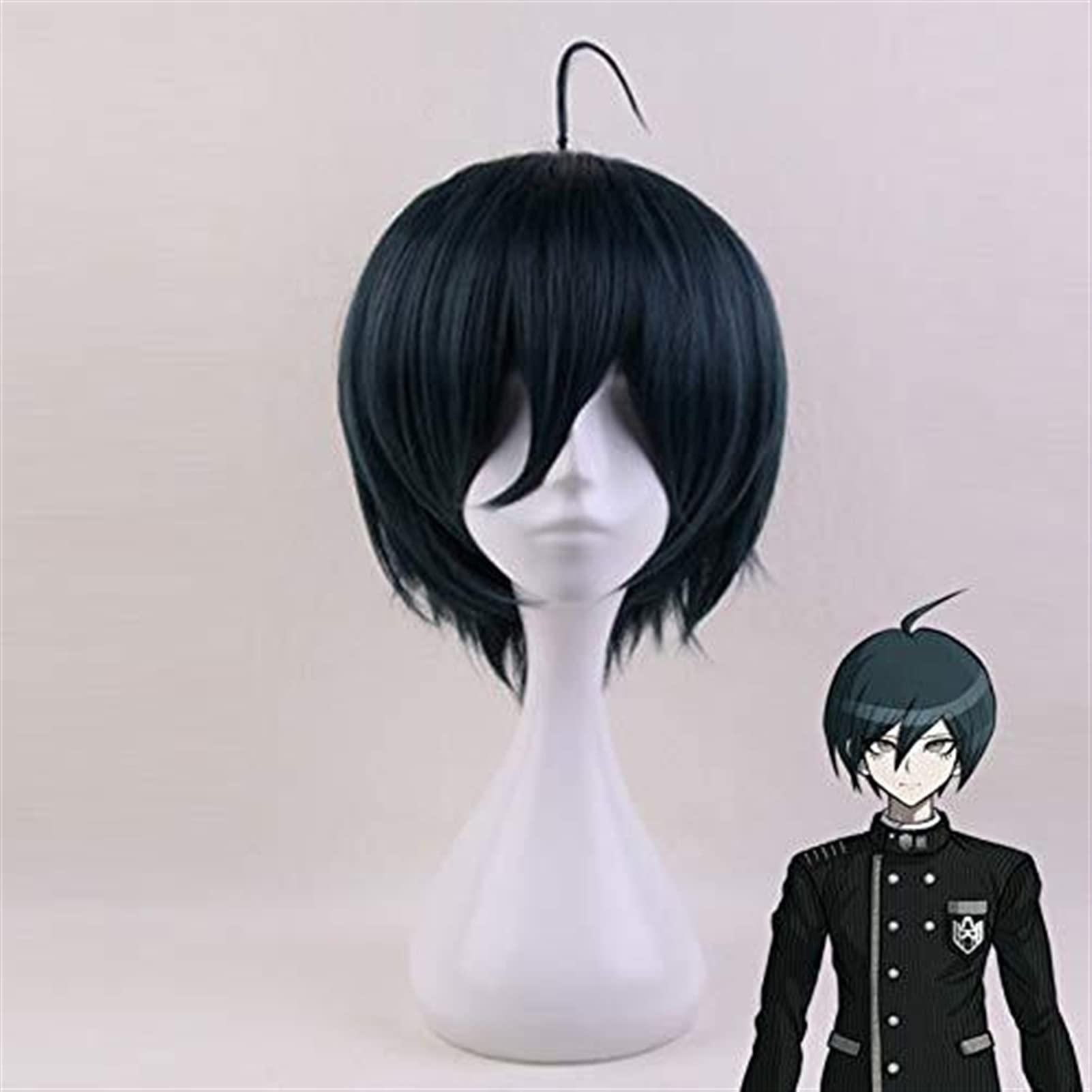 LINLINCD-Anime Coser Killing Harmony Shuichi Saihara Cosplay Perücke Blau Gemischt Kurz Kostüm Spielhaar Perücken for Halloween Party Karneval