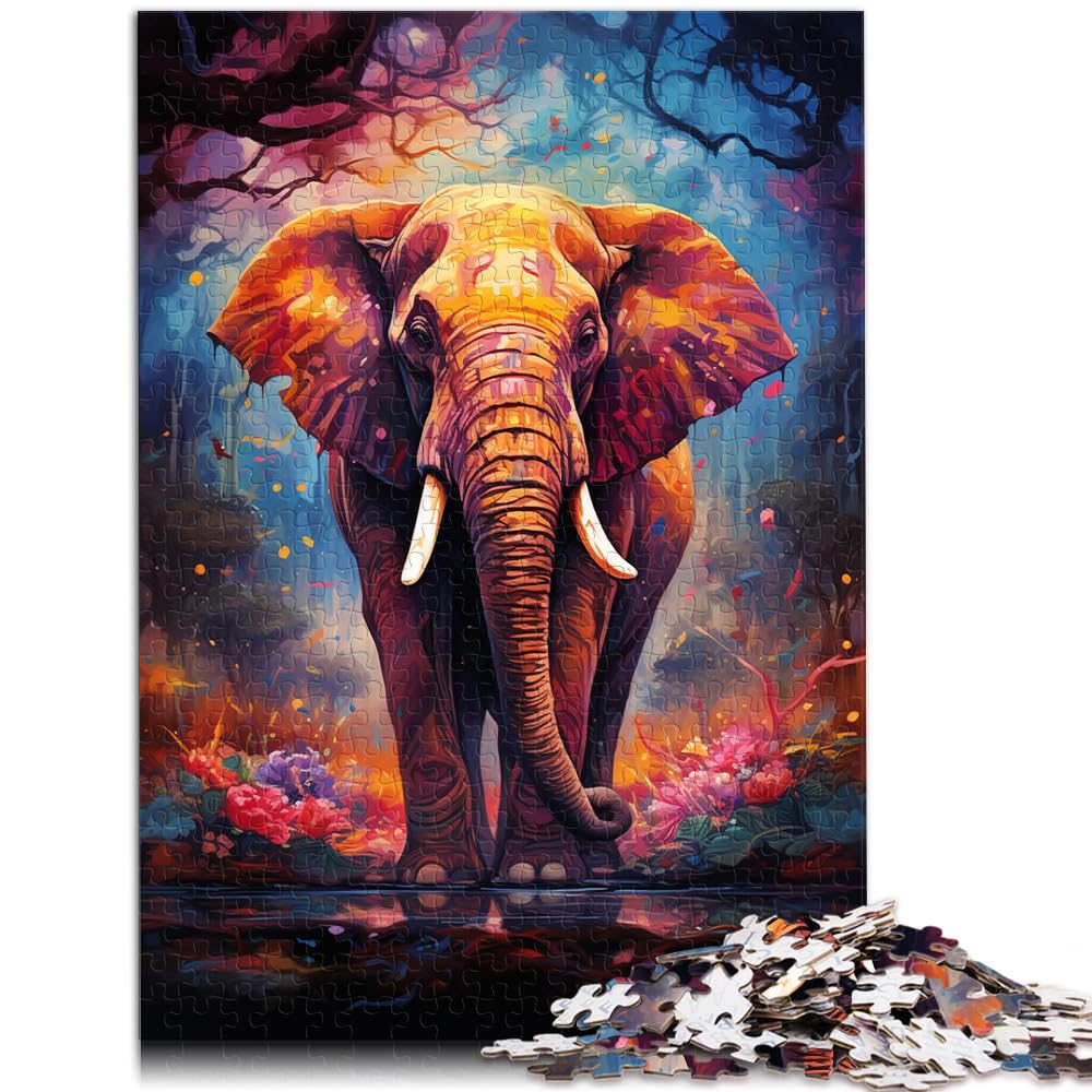 Puzzles, Malerei, farbenfrohe Kunst, Elefanten-Puzzles 1000 Teile für Erwachsene, Holzpuzzle, schwierige, schwere Puzzles für Frauen und Männer, 1000 Stück (50 x 75 cm)