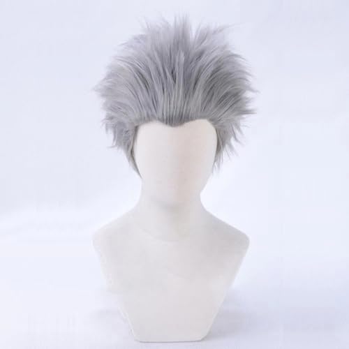 WCCNKK Anime Cosplay Perücke, Devil May Cry 5 Vergil Perücke, Silbergraues Kurzes Haar, Mit Kostenloser Perückenkappe, Für Party Alltag Halloween, Dekoratives Geschenk