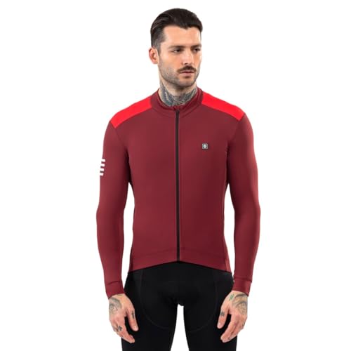 SIROKO - Langärmelige Thermo-Radtrikot M4 Echelon - S - Bordeauxrot/Rot