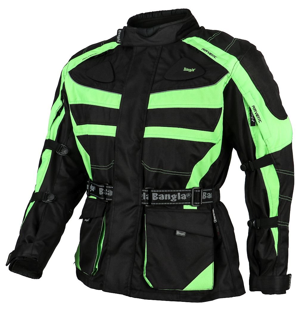 Bangla Herren Motorradjacke Motorrad Jacke mit herausnehmbaren Protektoren in Ellbogen, Schulter und Rücken in gruen M