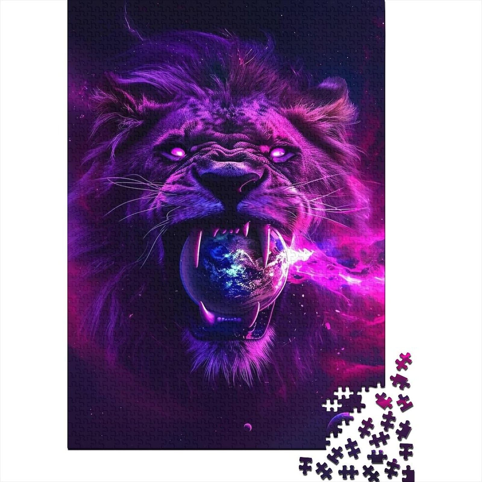 1000 Teile für Erwachsene, schwierige PuzzlesRaging Galaxy Lions für Erwachsene, 1000 Teile Puzzlespiel, Spielzeug für Erwachsene, Familienpuzzle, Geschenk (Größe 75x50cm)