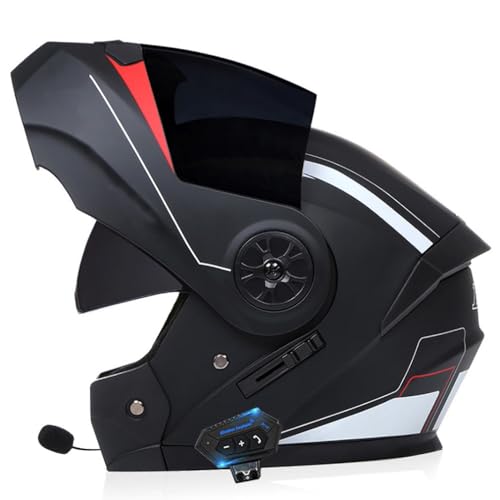 Klapphelm Motorradhelm Bluetooth Modularer Bluetooth Full Face Helm Mit Doppelvisier ECE Zertifiziert Motorradhelm Sturzhelm mit Automatische Reaktion FüR Erwachsene Damen Herren