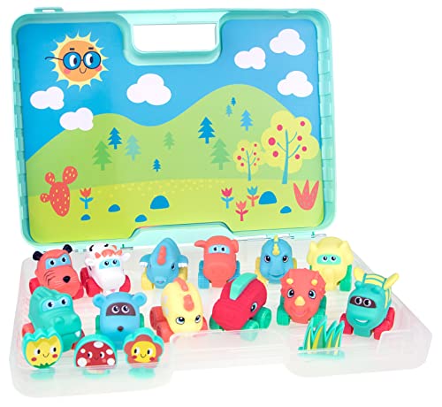 Lots to Play Toys - Play Cars Animal Theme Carry Case 17 Piece Gift Set - JC Toys