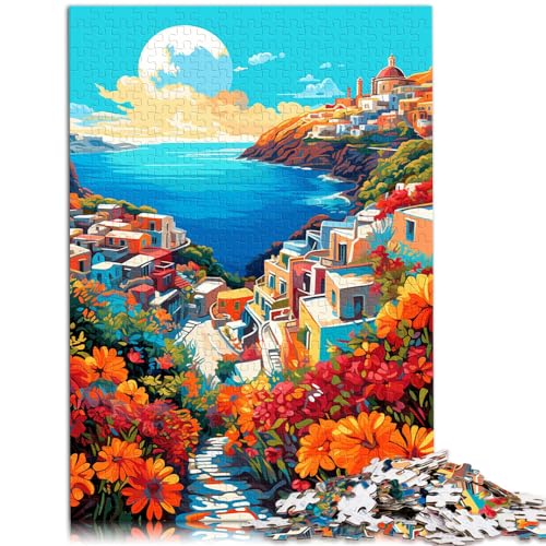 Puzzlespiel Bunte Psychedelie der griechischen Inseln Puzzles für Erwachsene 1000-teiliges Holzpuzzle Weihnachtsgeburtstagsgeschenke 1000 Stück (50 x 75 cm)